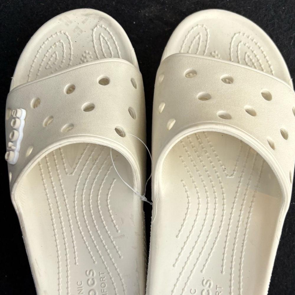 CROCS Cream Slide Sandals